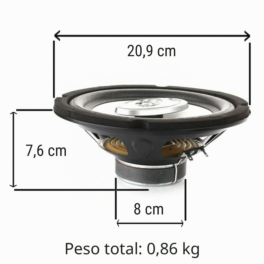 2 Altavoces coaxiales de 3 vías Compatible con Alpine SXE-2035S 20.00 cm 200 mm 8" 45 vatios rms 280 vatios máx 4 ohmios 90 db spl Coche, por par
