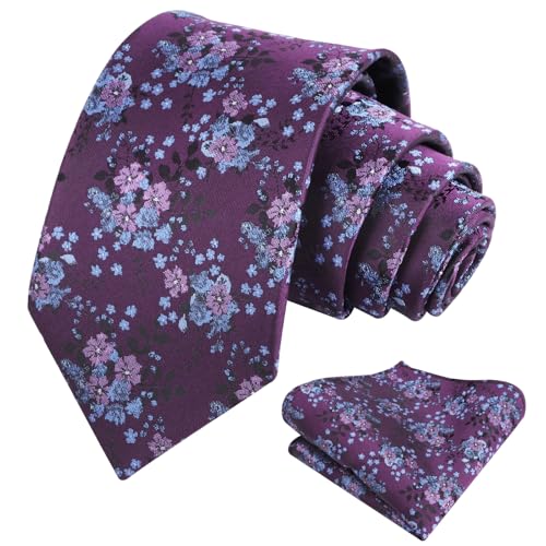 Image of Alizeal Mens 3.15inches Delicate Floral Tie with Small Flower Printed Handkerchief Set
