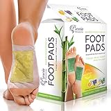 Prescia Foot Pads - Stress Relief, Sleep Better, All Natural Cleanse - Premium Organic Bamboo Vinegar Foot Patch w/ Ginger Orange Lavender Mugwort (16 pcs)