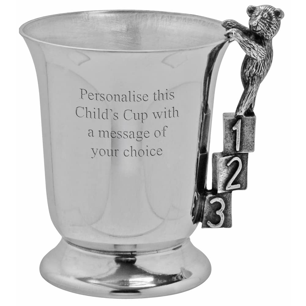 English Pewter Company Sheffield, England Women's Black English Pewter Company Teddy Bear Abc/123 Child's Christening Baptism Cup. Personalised With Free Engraving [Bg24]