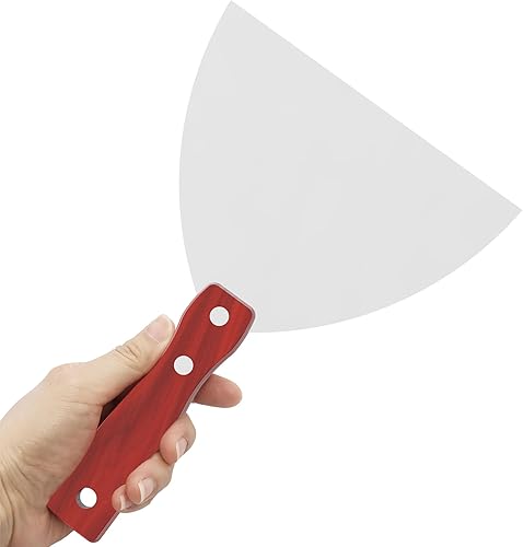 Miniatura 10 de Cuchillo de masilla, herramienta raspadora de acero inoxidable de 4 pulgadas, cuchillos de metal con mango de madera para paneles de yeso,