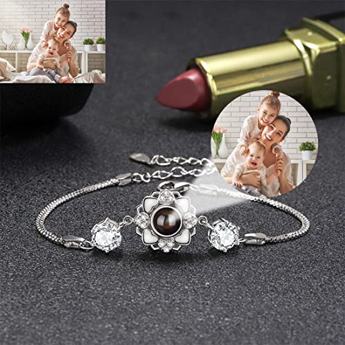 Amabery Personalized Heart Bracelet with Picture inside Custom Photo Projection Bracelet 100 Languages I Love You Picture Bracelet Photo Memorial Bracelet for Women Girlfriend Mom3