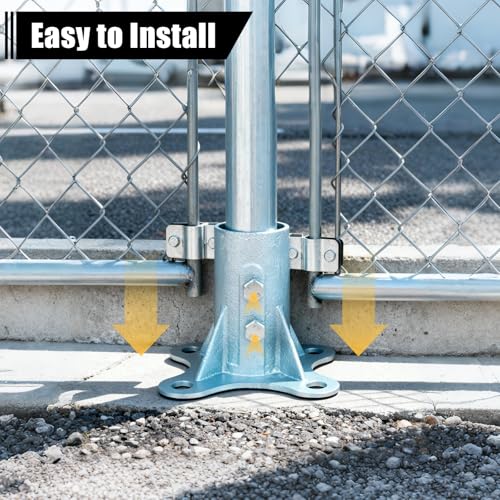 Chain Link Fence Post Floor Flange 2 1/2\" Heavy Duty Round Post Base Bracket with 2 3/8\" OD for Fence Lamp Mailbox Flag Posts, Galvanized Steel Round Posts Includes Bolts and Nuts, 2 Pack
