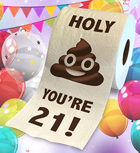 Printed Tp Holy Poop You're 21 Printed Toilet Paper Gag Gift – Funny Toilet Paper For Prank, Surprise, Bathroom Decor, Novelty Gift For Men, Women, Friends, Family, 21St Birthday Party - 500 Sheets #TOP1