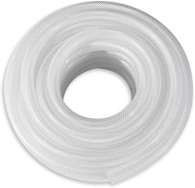 DAVCO 1" ID × 5 ft Clear Braided Plastic Vinyl Tubing Flexible High Pressure Reinforced PVC Hose