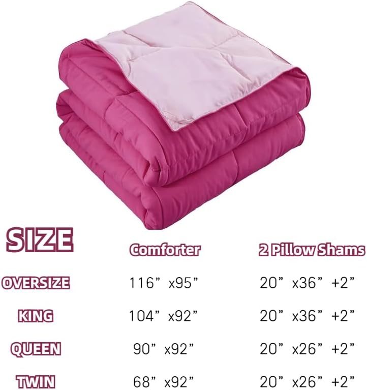 Miniatura 8 de HUAJIE Juego de edredón acolchado reversible alternativo de 3 piezas para todas las estaciones (individual e individual XL, rosa rosa claro)