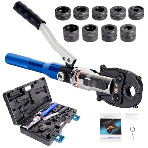 AMZCNC Pince à sertir professionnelle avec contour en V et TH - Pour tube en cuivre, tube en acier inoxydable, tuyaux en acier inoxydable et tuyaux composites V12 V15...