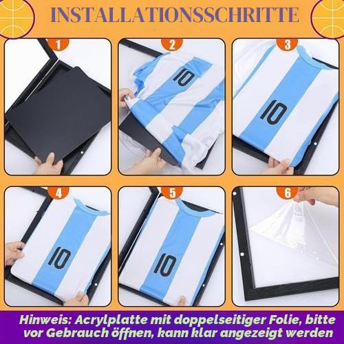 Trikot Bilderrahmen Fußball 45x35 cm, Schwarz Objektrahmen Holz T-Shirt-Präsentationsrahmen, Trikotrahmen Für Fußball Basketball Baseball Hockey Trikots