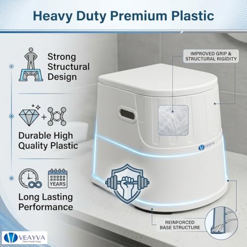 Image of VEAYVA heavy duty Portable Indian Toilet to Western Convertor EasyGo Round Portable Commode | Toilet stool | Toilet Commode for | Commode Stool | Portable Toilet Seat
