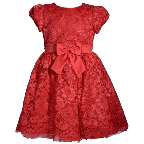 Bonnie Jean Lace Ballerina Girls Christmas Dress - Ballerina Party Dress for Girls, Toddlers & Babies with Ribbon Bow