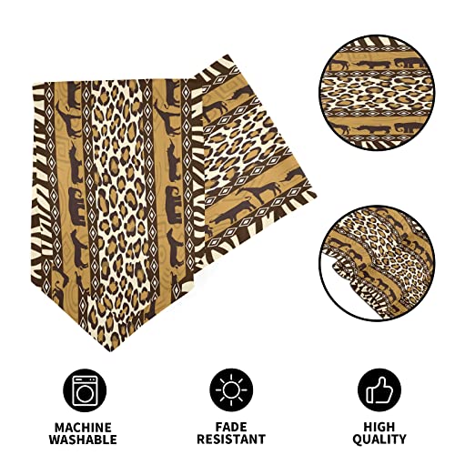 Alaza Double-Sided Cheetah African Decor Giraffe Elephant Animal Leopard Print Table Runner 18X72 Inches Long,Table Cloth Runner For Wedding Birthday Party Kitchen Dining Home Everyday Decor #TOP1