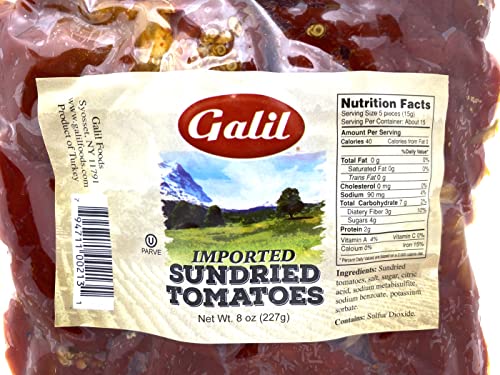 Galil Sundried Tomatoes – Vacuum Packed Sun Dried Tomatoes 8 Ounce – Soft And Juicy Tomatoes, Kosher Sun-Dried Tomatoes #TOP1