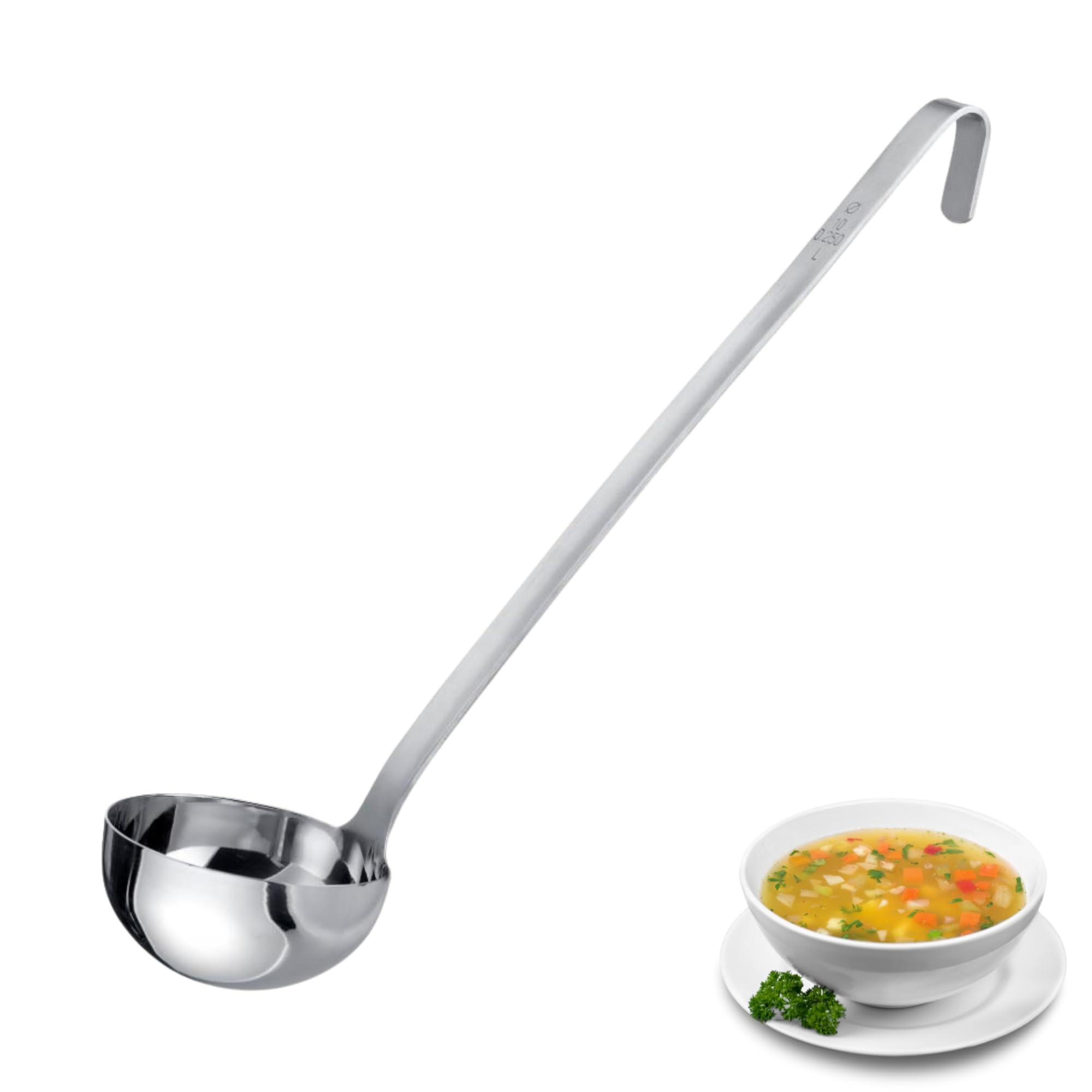 Westmark Schöpfkelle Pro – Kleine Edelstahl Suppenkelle für die Profi-Küche– Schöpflöffel für Saucen, Dressings & Co – Silber, Ø 10 cm, 250 ml