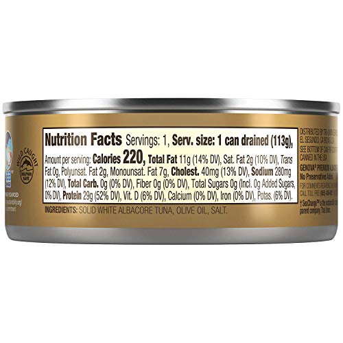 Genova Premium Albacore Tuna In Olive Oil With Sea Salt, Wild Caught, Solid White, 5 Ounce (Pack Of 12) #TOP2