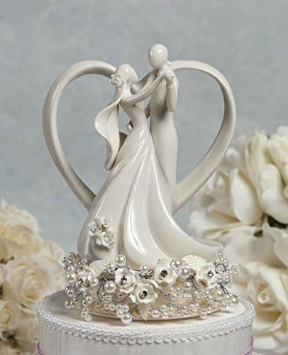 Amazon Com Wedding Collectibles Vintage Rose Pearl And Heart Wedding Cake Topper Base Color Silver Wiring Grocery Gourmet Food