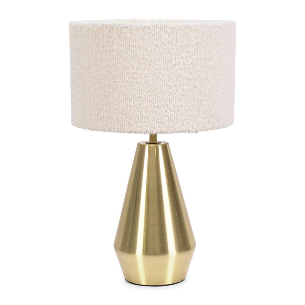 Jax Antique Brass Metal Dimmable Touch Table Lamp - Cream Boucle Shade