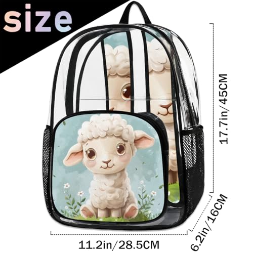 Meadow Flower Alpaca Cartoon Clear Backpack Stadium Approved PVC Backpacks for Adults Heavy Duty Clear Bag for Work Security Travel College2
