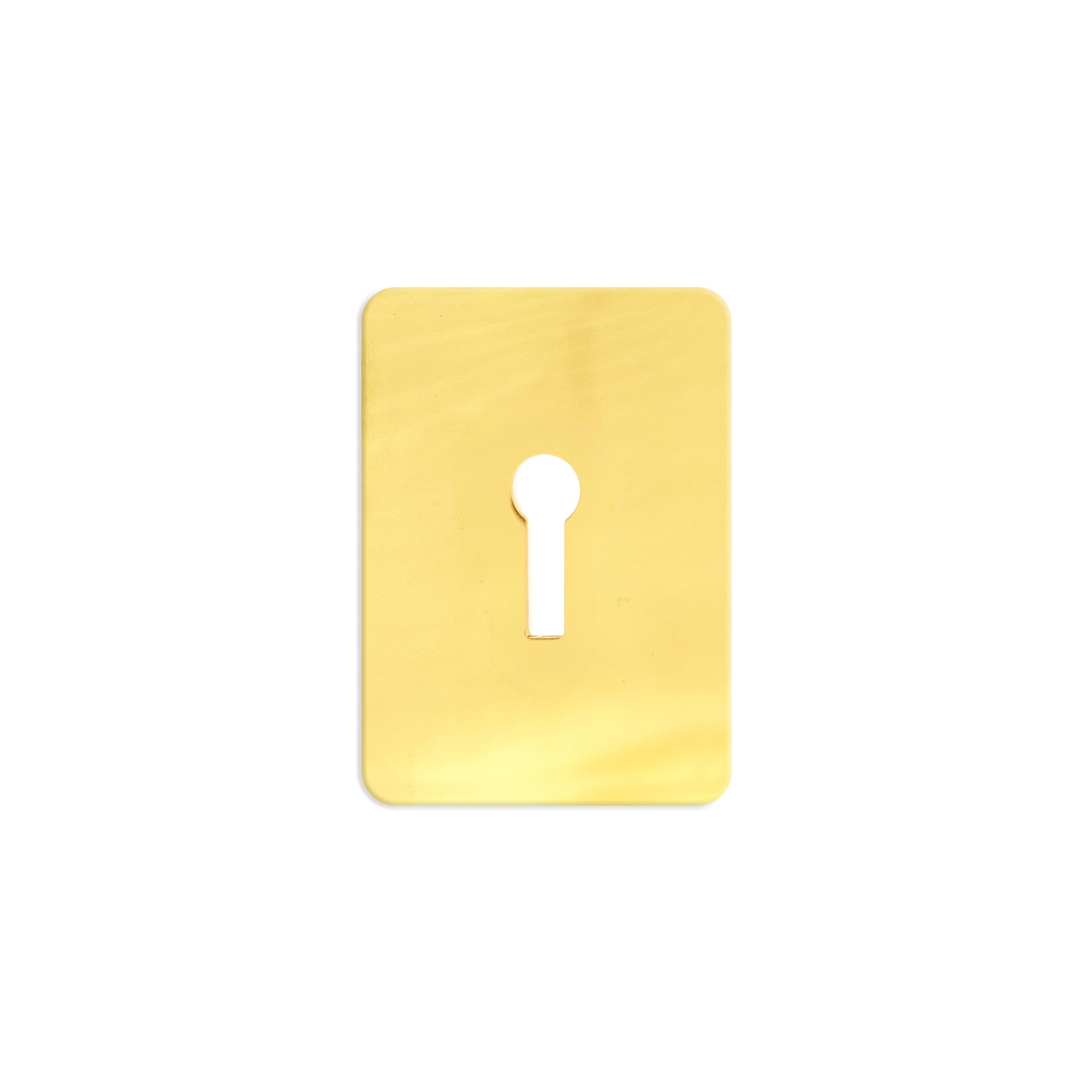 Tss Polished Brass Uk Key Hole Stick On Repair Escutcheon, 65Mm X 47Mm. Self Adhesive Uk Key Covers, Keyhole Cover, Self Adhesive Door Plate