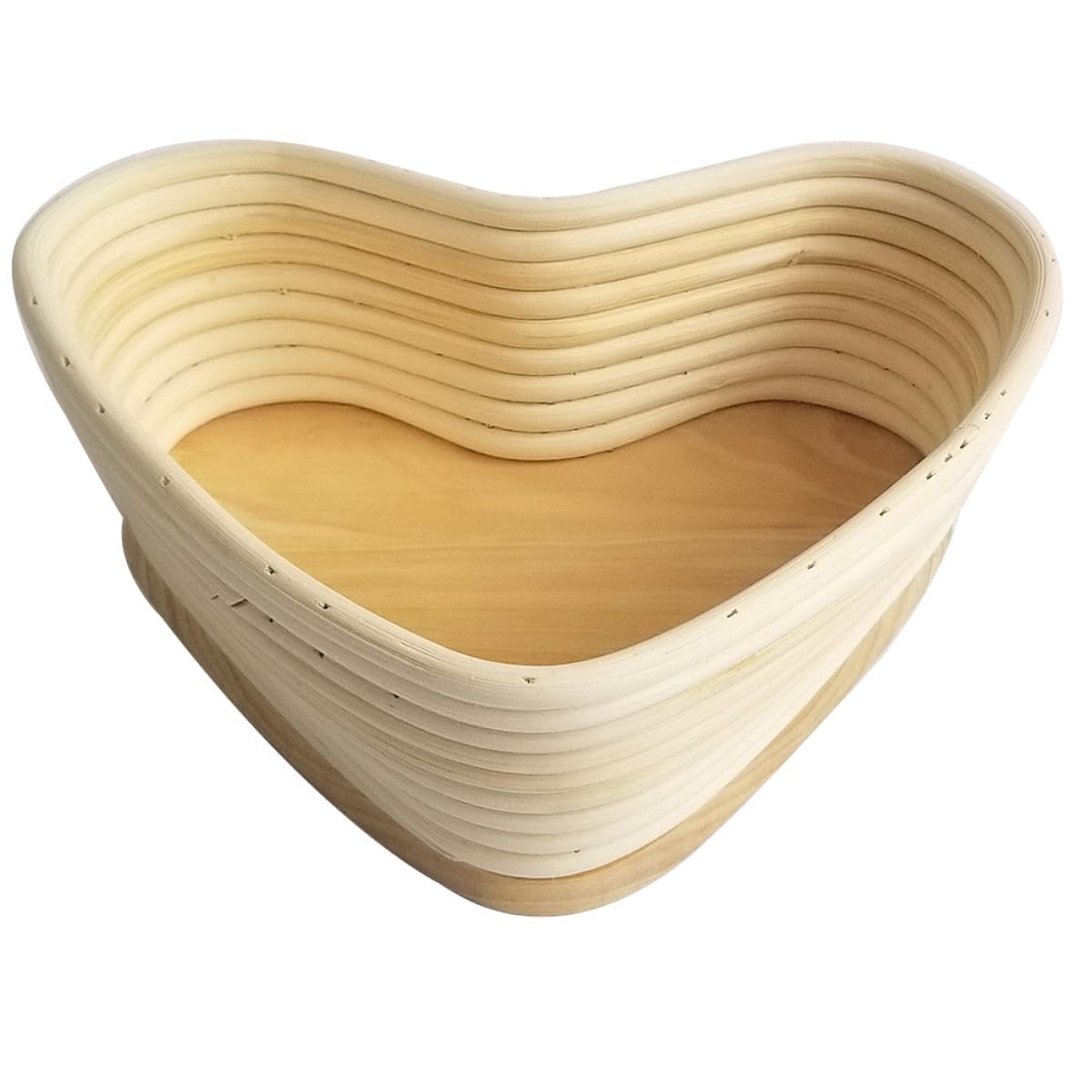 Hemobllo Cestino per Lievitazione Adatto a Lievitazione di Impasti e Pagnotte a Forma di Cuore in Vimini Naturale con Coperchio, Accessorio per Panificazione 24,5x22 Cm