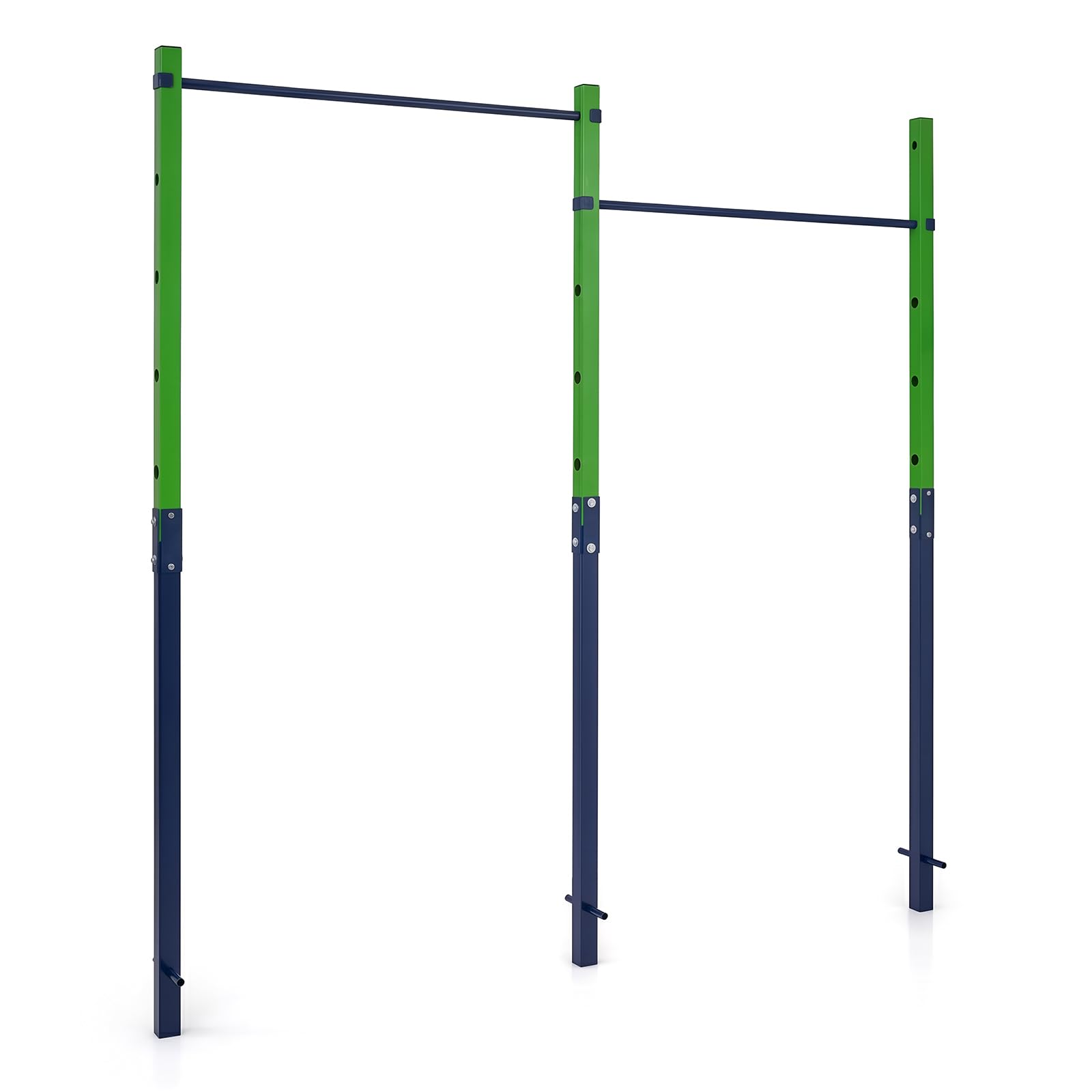 COSTWAY Turnreck Outdoor, einzelne/doppelte/dreifache Turnstange wetterfest, Reckstange 80-172 cm höhenverstellbar, Dip Station Stahl bis 330kg, Pull Up Bar für Kinder, Erwachsene