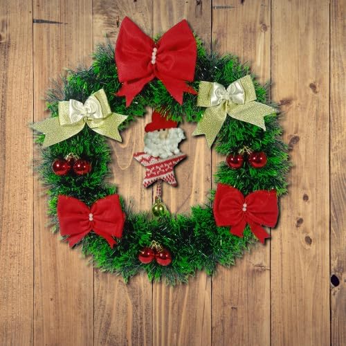 Guirlanda Natal Grande 37cm Enfeites nó de Laços Natalinos Robusta Laços e Bolas Enfeire de Porta -