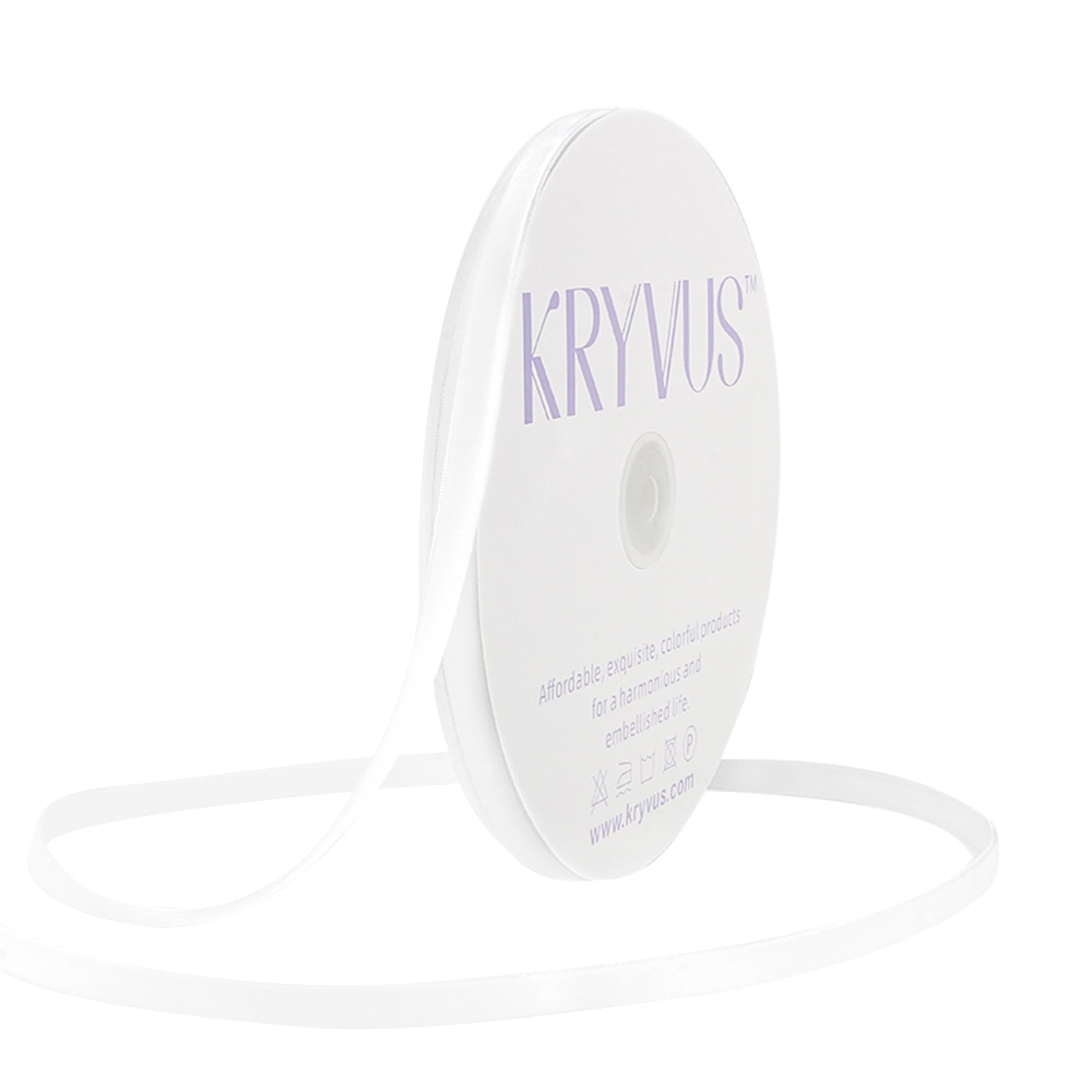 Kryvus White Velvet Ribbon 3/8 Inch x 25Yards, Nylon Vintage Velvet Ribbon Perfect for Easter Spring Decor, Christmas Tree Decoration, Handmade Craft,