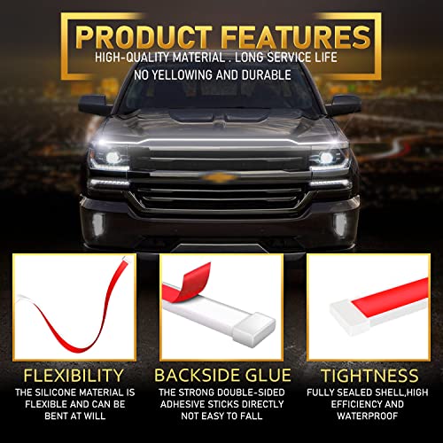 Whtian Car Hood Light Strip, 59 Inches Dynamic Car Led Strip Lights For Car Hood Universal Engine Hood Flexible Hood Glow Lights Waterproof Exterior Daytime Running Light Strip For Cars, Trucks，Suv #TOP4