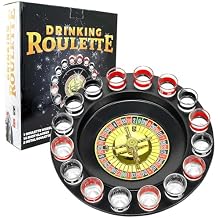 Shot Glass Roulette Drinking Game 16-Piece Red/Black Set with 2 Metal Balls, Fun Adult Party Game for White Elephant, Game Nights, and Gifts