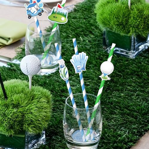 Pitillos de papel azul y verde golf, 50 unidades miniatura 5