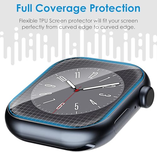 Image of Elecshion Apple Watch 45mm Screen Protector (Series 7 /8 /9) Pack of 2, HD Clear Screen Guard, Ultra-Thin Film, Scratch-Resistant, Bubble-Free Easy Installation Kit