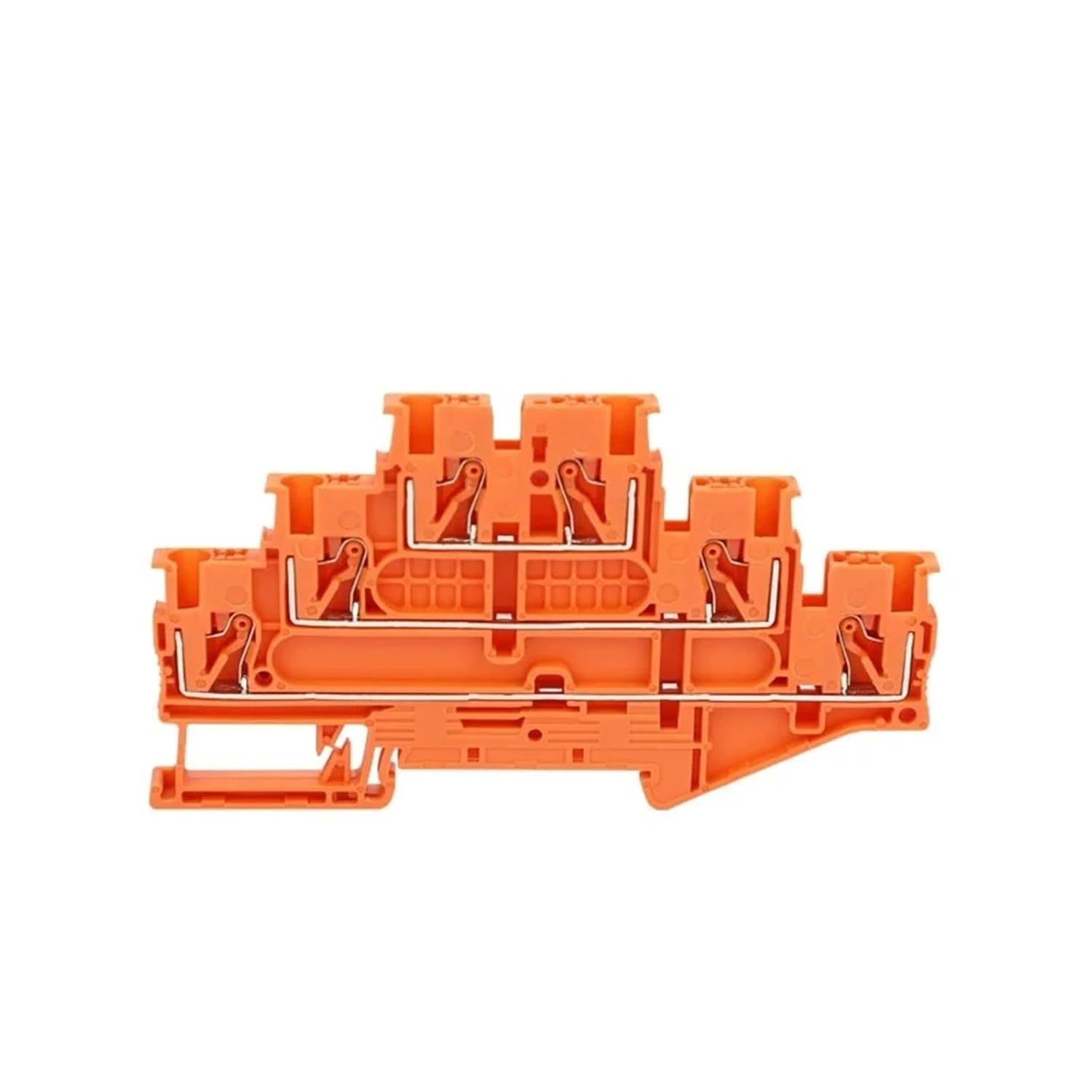 PT 2.5-3L Din Rail Terminal Block Push-in Triple Levels 2.5mm Electrical Cable 10Pcs(PT2.5-3L-Orange)