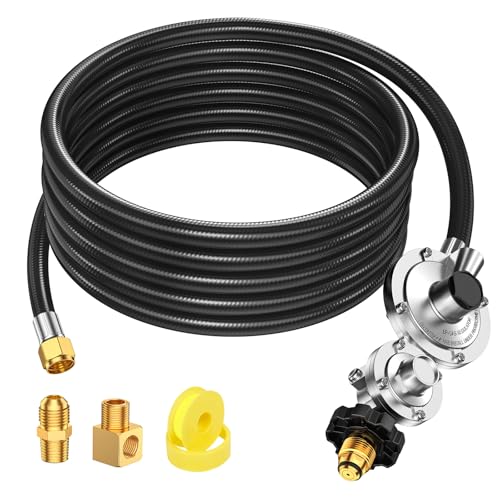 12FT Two Stage Propane Regulator Hose with POL & 3/8' Female – Dual Stage LP Gas Regulator for...