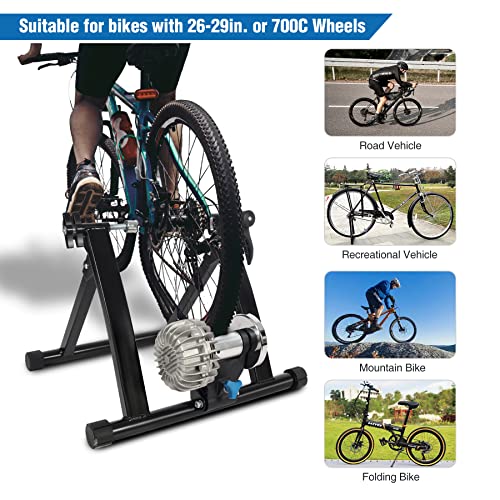 Lineslife Fluid Bike Trainer Stand For Indoor Riding,Portable Bicycle Stationary Stand With Noise Reduction Wheel,Included Quick Release Skewer & Front Wheel Pad,Black,330Lbs #TOP1