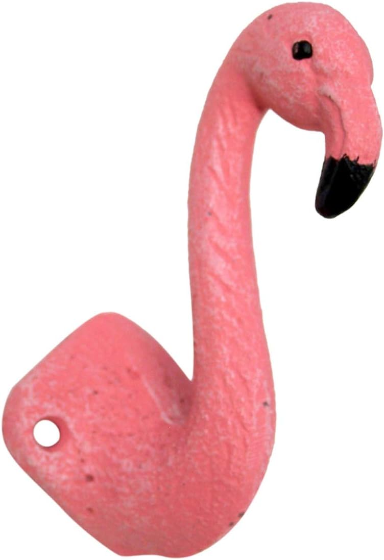 Pink Flamingo Cast Iron Wall Hook 4 Inch (Set of 3)