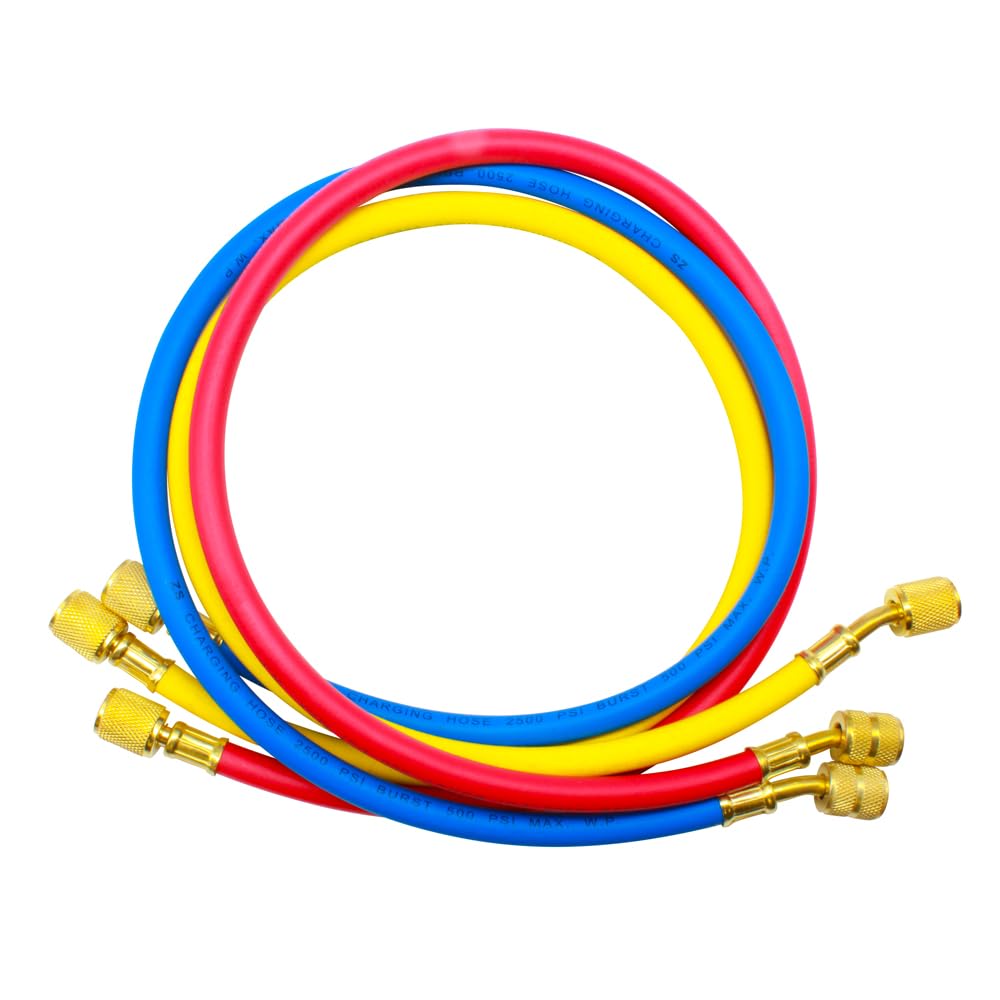 Manómetro con glicerina Maletin Set Manometros para Aire Acondicionado con Glicerina para Precisión Gas Refrigerante R22, R134a, R410 Manómetro para Recarga de Gas Refrigerante Antivibraciones