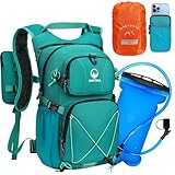 ONETOALL Hydration Backpack 22L, Hiking Backpack with 2L Leakproof Bladder, Sewn-in Rain Cover, Insulated Compartment for Men & Women Running, Cycling, Camping