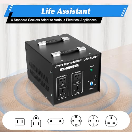 Image of 8000W /10000W Voltage Converter Transformer Step Up /Down 110V /220V Heavy Duty Transformer Power Converter Automatic Voltage Regulator Voltage Converter Circuit Breaker Protection (DT-10000VA)