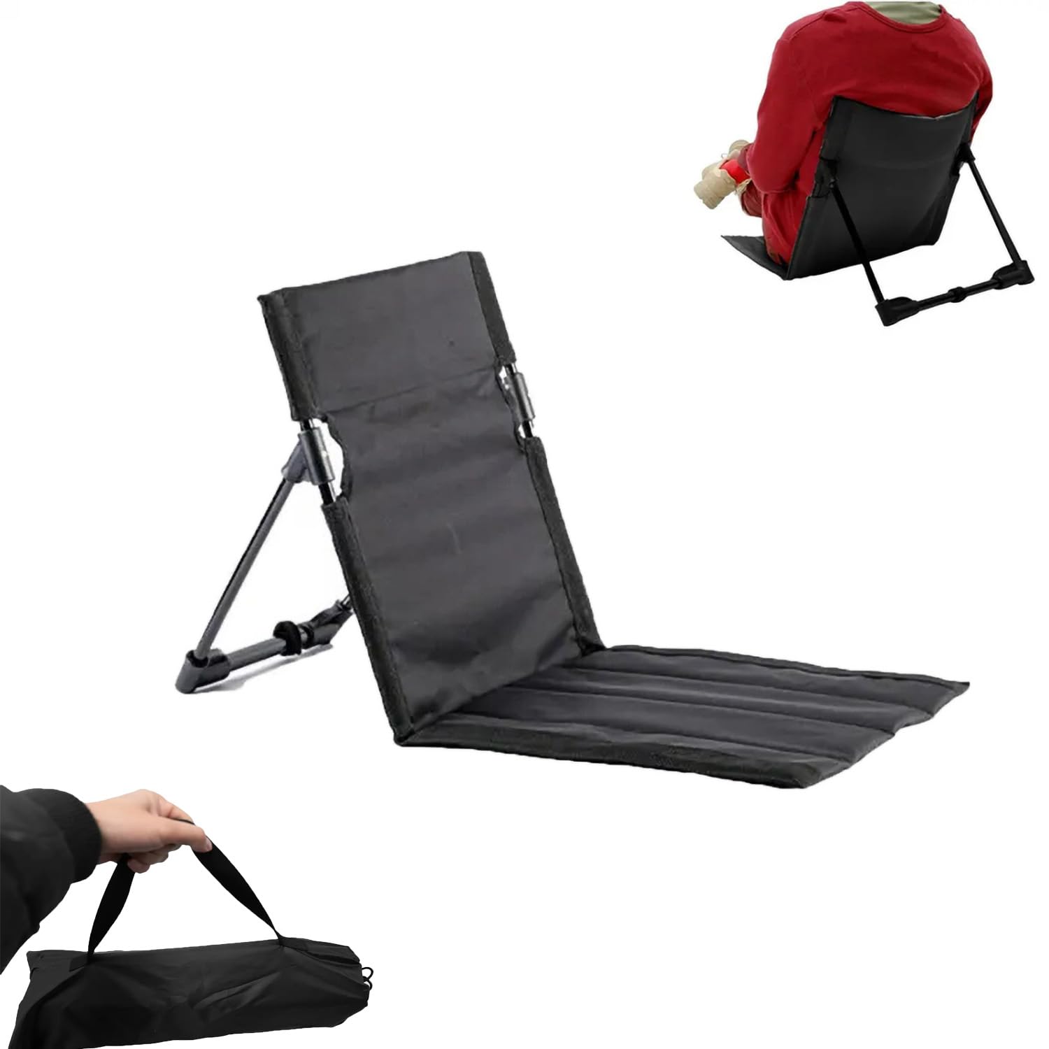 Alfombrilla de Playa con Respaldo, Silla de Playa Ligera Plegable portátil, fácil de Plegar y portátil