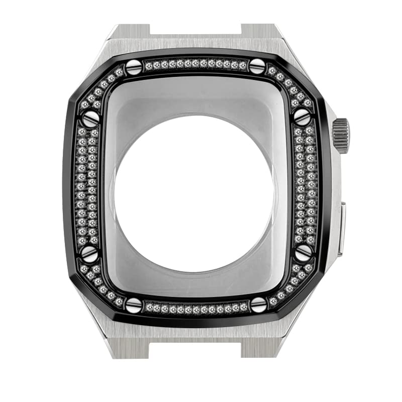Bracelet Apple Watch 45mm en acier inoxydable luxe avec coque de protection CZKE