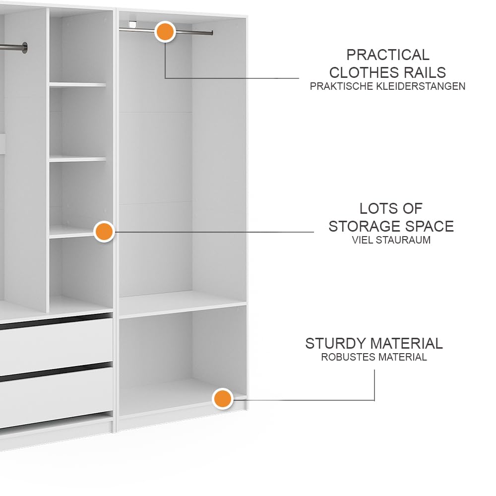Vicco Kleiderschrank Elmo, Weiß, 180 x 200 cm 2er Set, für Flexible Aufbewahrung verschiedenster Kleidungsstücke