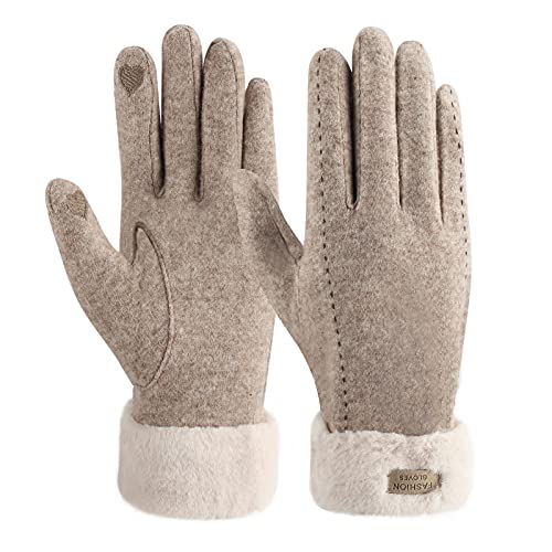 ZASFOU Damen Winter Touchscreen Handschuhe mit Thermo Fleecefutter, Warme und Dick Wolle Cover