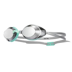TYR Vecta Racing Mirrored Adult Fit Swimming Goggles (Silver/Teal/Grey)