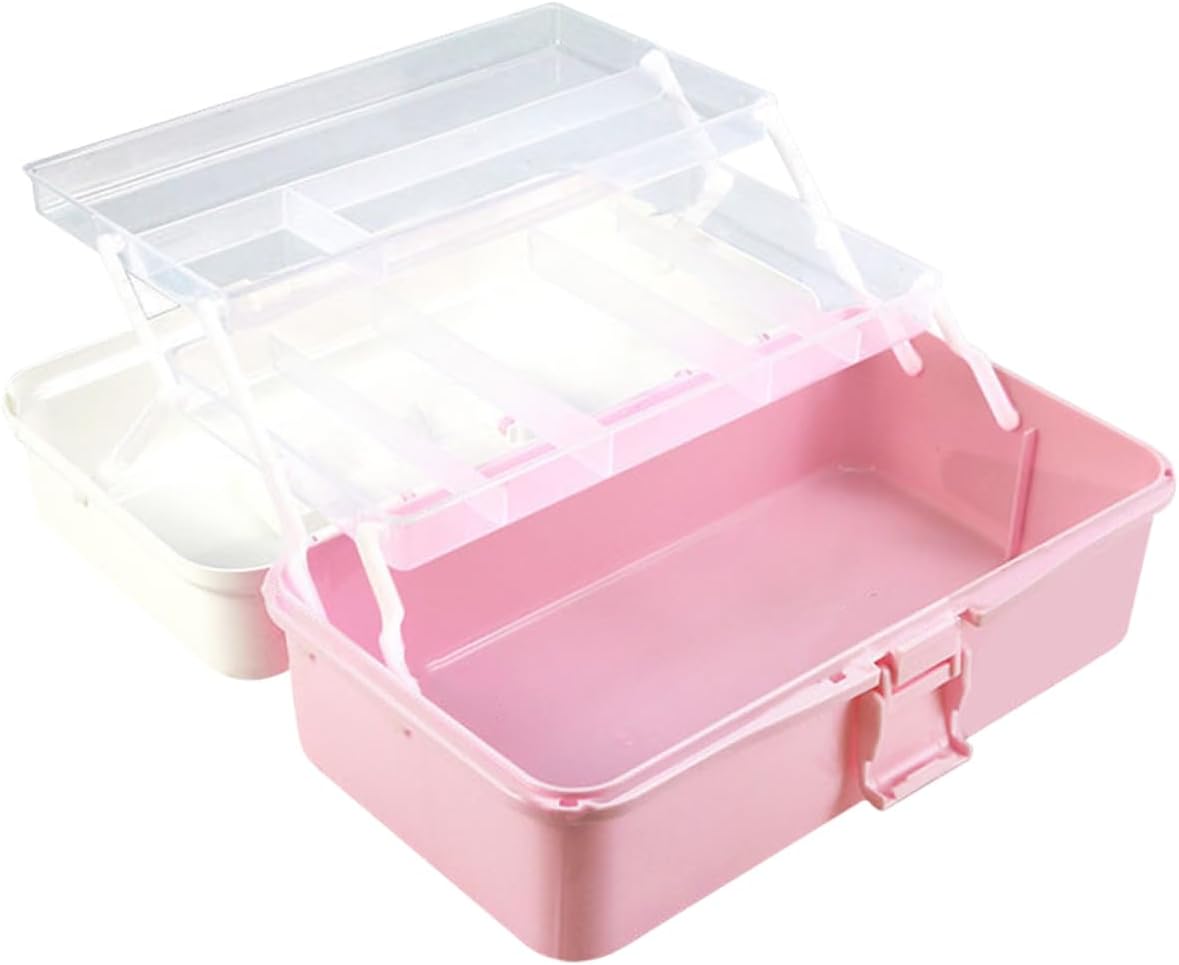 Portable Multi Art Supply Storage Box with Handle Three Organizer for Craft Tools Painting Accessories and Home Use for Beads Jewelry and Beauty Supplies
