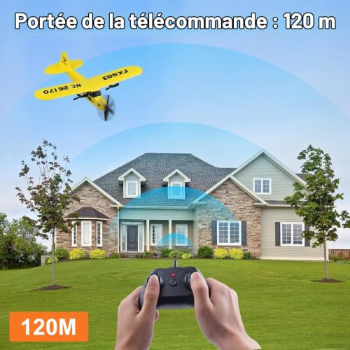 Henakmsl Avion Télécommandé, 2CH 2.4 GHz Avion RC FX803, Avion Radiocommandé RTF pour Débutants/Enfants/Adultes, Jouet Avion Recharge USB(Jaune) – vue 5