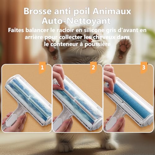 ACE2ACE Brosse Anti Poils Animaux pour Chat Chien, Rouleau Poils Animaux – vue 5