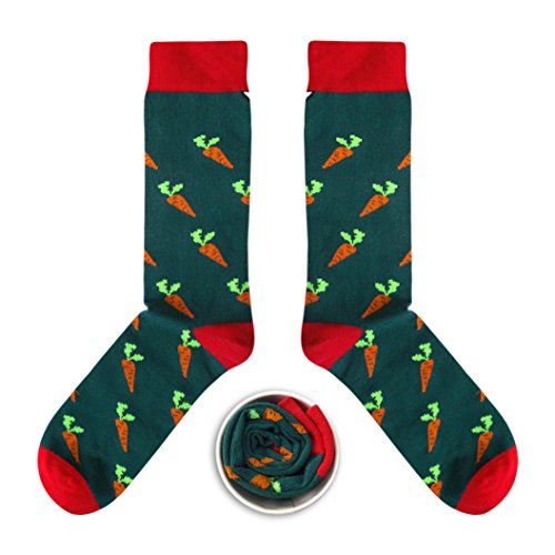 CUP OF SOX - Gemüse/Möhren/Vegan - Socken in der Tasse - Herren und Damen Geschenksocken Freizeit Socken Grün 37-40