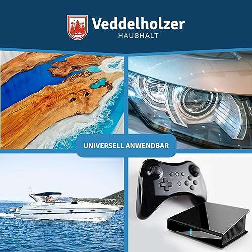 Veddelholzer 200 ml Profi Polierpaste + Polierschwamm für Epoxidharz Möbel Tisch, Acrylglas, Polyester, Gelocat sowie Glasfaser und Carbonfaserverstärkte Kunststoffe. Hochglanz Zubehör