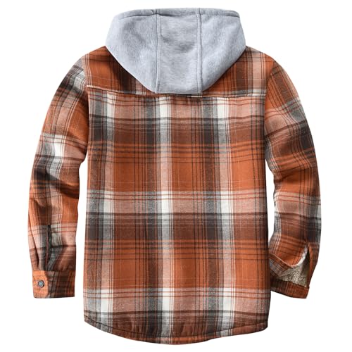 Image of Men's Cotton Plaid Shirt Jacket Fleece Flannel Sherpa Button Down
