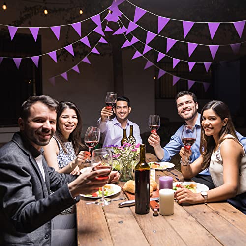 Image of Preboun 400 ft Solid Pennant Banner Flags 240 Pcs String Hanging DIY Triangle Bunting Bulk Garland for Grand Opening Carnival Birthday Party Decoration Outdoor(Purple)