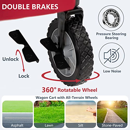 Chengwei Collapsible Folding Wagon Heavy Duty Sports Wagon Cart Foldable With Wheels,Outdoor Utility Wagon Canopy Fold Up Push Pull Wagon For Grocery,Camping,Portable,Hikenture,Shopping,Garden,Beach #TOP3